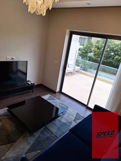 Apartment with a garden for daily or monthly rent in Lake View Residence Compound and 90th Street. It is fully furnished and located, close to all ser