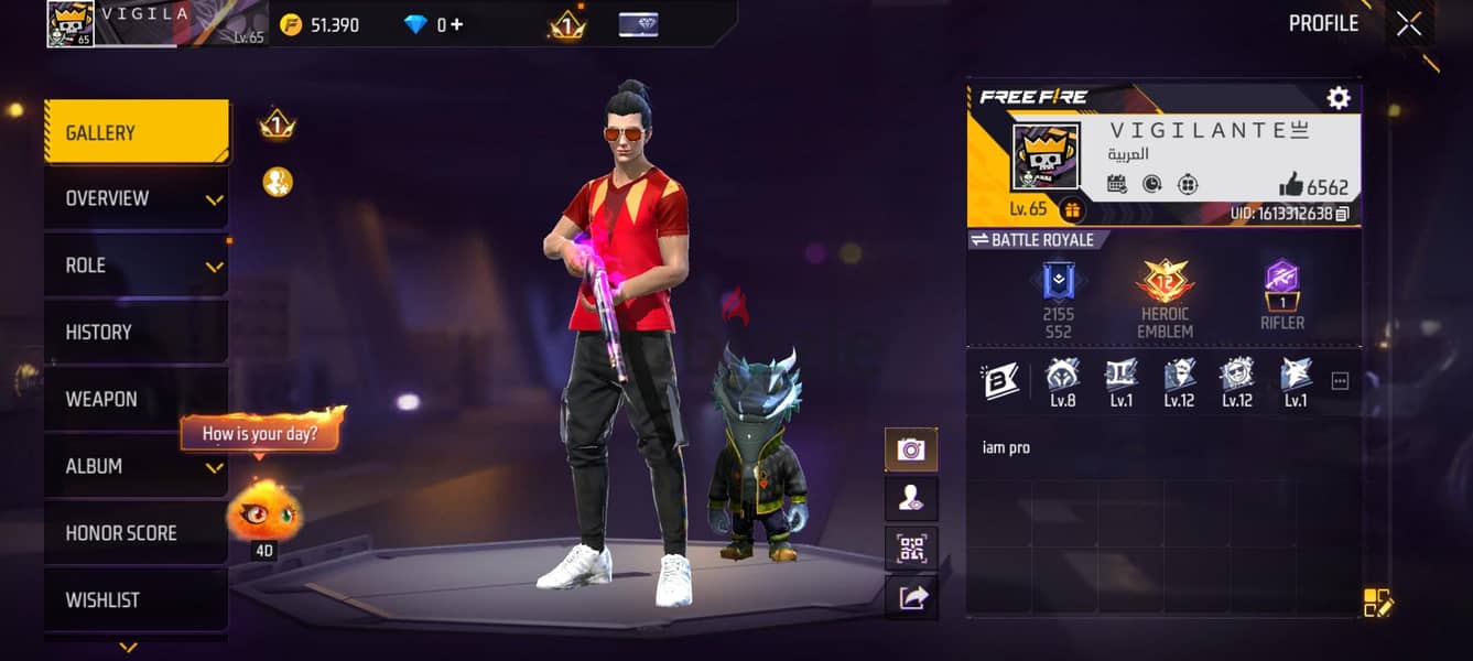 free Fire account mena 4