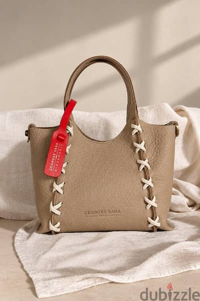 Georges Sara Genuine Leather Handbag Set - Taupe