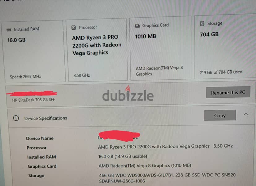 HP 705 G4 SFF 1