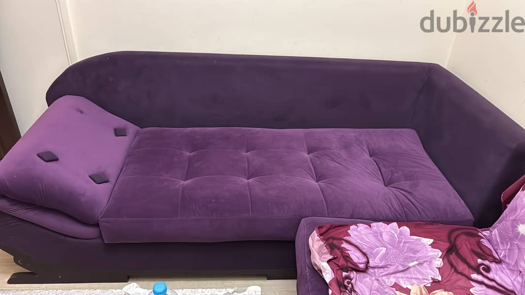 L-Shape Sofa with table, pillows and chair 1