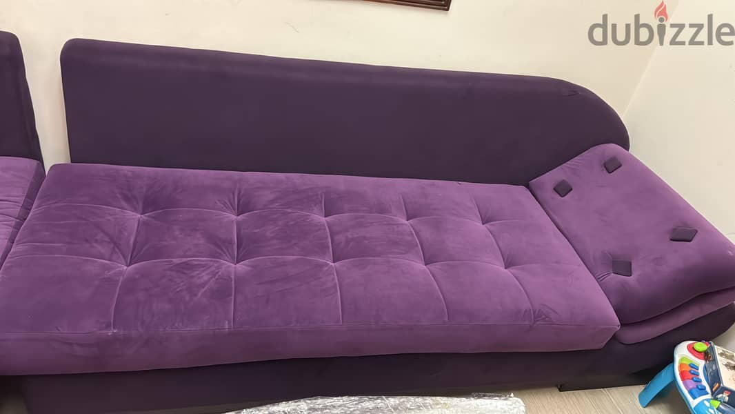 L-Shape Sofa with table, pillows and chair 2