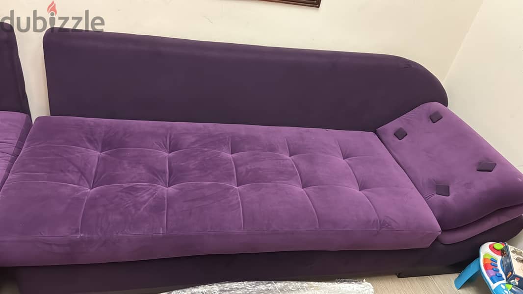 L-Shape Sofa with table, pillows and chair 4