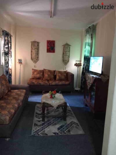 Furnished apartment in the heart of Maadi, very classy location, fourth floor, 3 rooms, reception, bathroom, kitchen, natural gas, air conditioning available in the main room, television and Internet available.