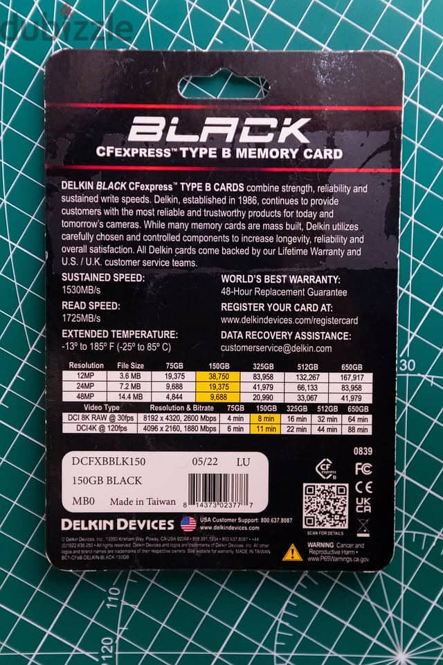 150GB CFexpress Type B Delkin Devices BLACK 1