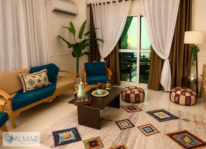 Furnished 200 sq m apartment for rent in Al Yasmin 3 Villas, First Settlement, near Petrosport Stadium and the Air Force Specialized Hospital.