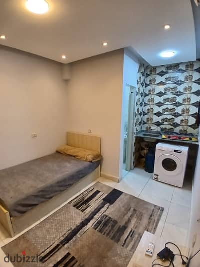 Available studio single excellent space location Sixth of October City, First neighborhood, adjacent to seven quarter elevators, including water and electricity card, minutes to Al-Hasry Mosque, close to all services
