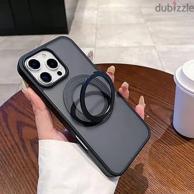 جراب مغناطيسي موبايل ايفون 16 برو ماكس  حامل حلقي معدني دوار 360 درجة