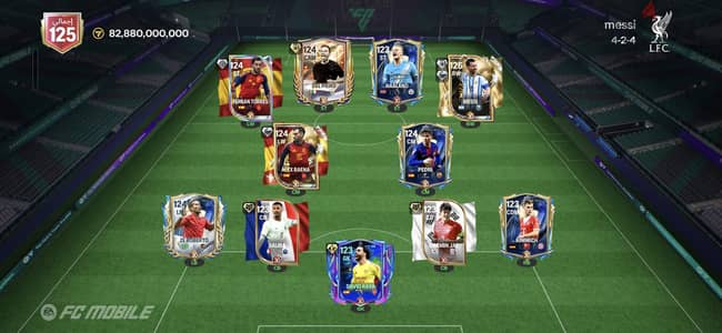 حساب FC Mobile أسطوري OVR 125 للبيع - كاش 1.9 مليار".
