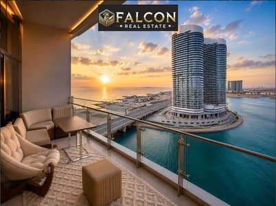 صف أول بحـر  360ْ + فيو فندق Rixos  شقة تشطيب Luxury  للبيع في أبراج العلمين الساحل الشمالي بجوار مارينا ومراسي Alamein Towers North Coast