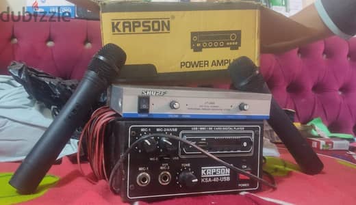 طقم صوت متكامل مكبر Kapson وميكروفونات وايرلس Shure