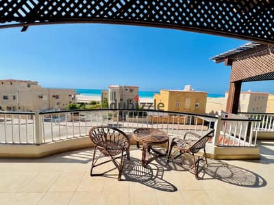 Chalet for rent second row 3 rooms air-conditioned sea view in Lotus Village North Coast