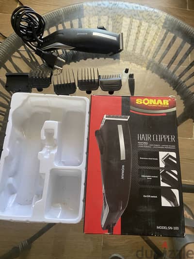 ماكينة حلاقة شعر SONAR SN-103 كاملة بالعلبة والإكسسوارات