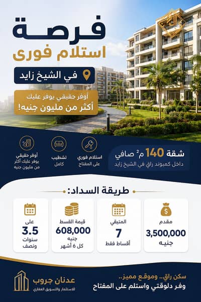 Apartment for sale, fully finished to a super deluxe standard, with installments over 42 months, immediate occupancy.