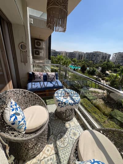 Apartment for sale in Galleria Moon Valley New Cairo fully finished ready to move in with a prime location and pool view