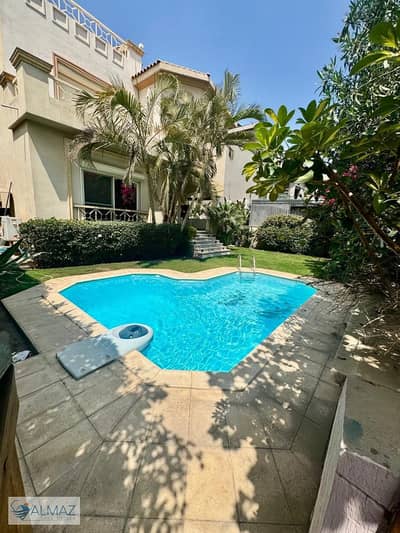 Modern furnished villa with garden, super deluxe finishing, and swimming pool for rent in Katameya Hills compound, Fifth Settlement