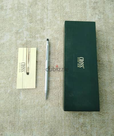 قلم جاف cross made in Ireland لون فضي بالجرانتيه