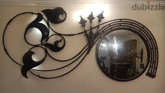 مرآة مسلسل راجل وست ستات فيرفورجيه(Wrought Iron Mirror frame)مع أباليك