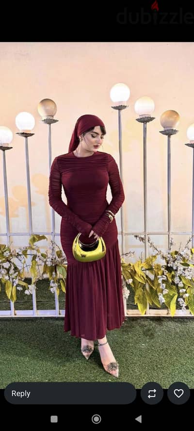 فستان سواريه أنيق لون نبيتي  ممتاز