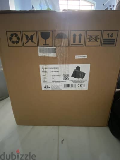 شفاط ecomatic 90cm زجاج اسود جديد بقوة ٦٥٠م٣/الساعه