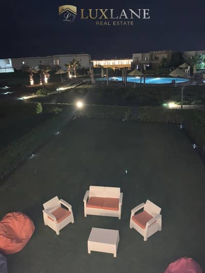 Villa for sale, first row, sea view, Amwaj Sidi Abdel Rahman, North Coast. Two floors and a roof terrace. Furnished and equipped with appliances, kitc