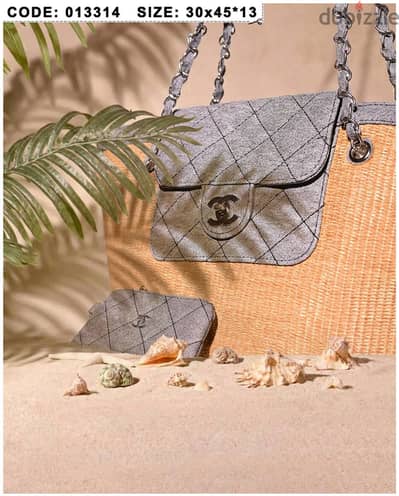 حقيبة شاطئ وكتف كبيرة أنيقة مستوحاة من شانيل + محفظة صغيرة (Chanel Sty