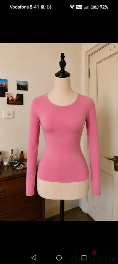 Pink Long Sleeve Fitted Top