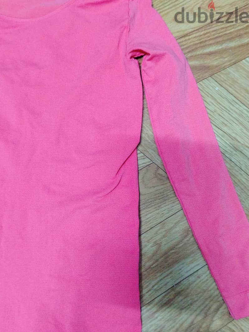 Pink Long Sleeve Fitted Top 2
