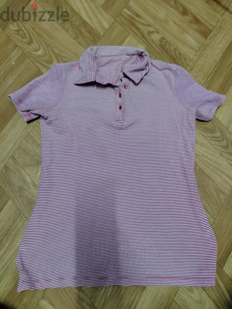 lPink & White Striped Button-Up Blouse 1
