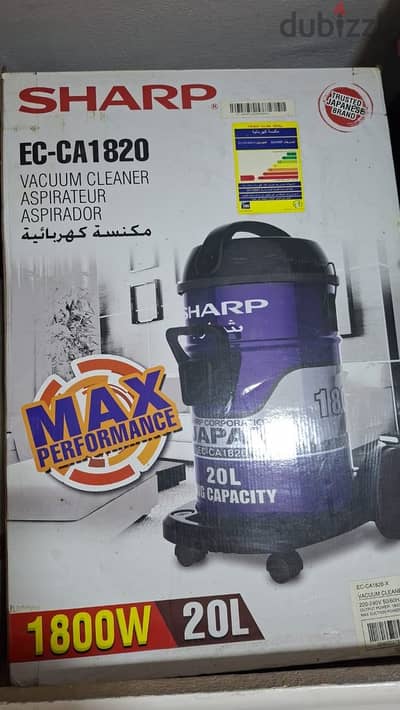 مكنسة كهربائية Sharp 1800W – 20 لتر جديدة بالكرتونه