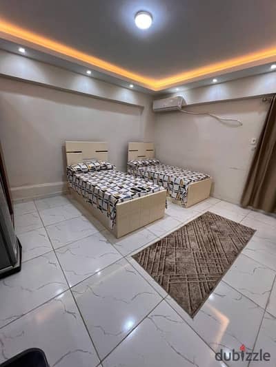 Available studio double excellent area location October 6 City neighborhood first joint 7 ground floor private entrance includes water and electricity and a guard accurate to Al-Hosari Mosque steps to all services