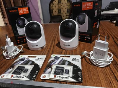 2 tenda 2k cp3 3mp ai wifi camera like new + 2 Kingston memory card 32