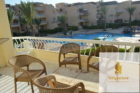 Chalet for sale in Heidi Village first floor furnished and air-conditioned super deluxe finishing, swimming pool view