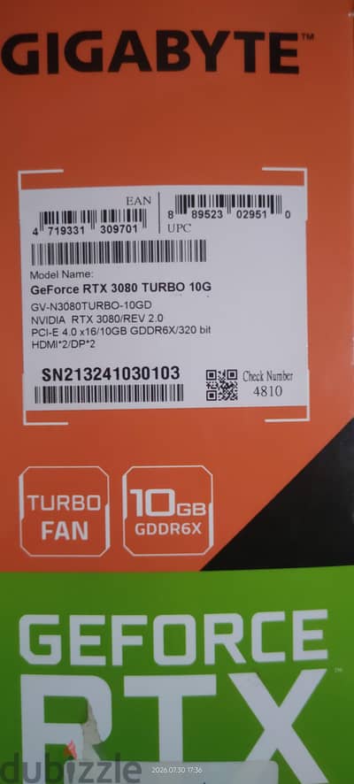 VGA - Gigabyte - Nvidia - RTX - 3080 - turbo - 10G - Ddr6