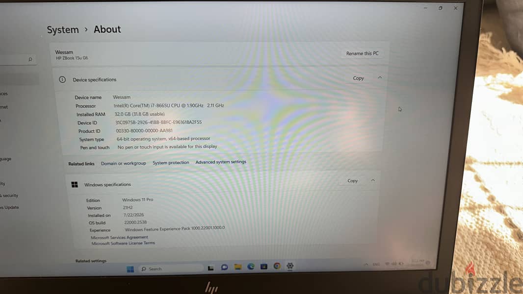 HP ZBook 15U G6 Intel Core i7 vPro 8th Gen RAM 32 G 4