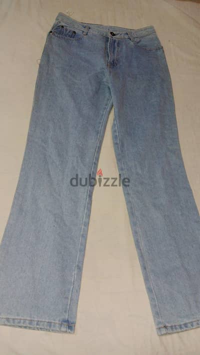 بنطلون جينز رجالي جديد Wide Leg لون أزرق فاتح