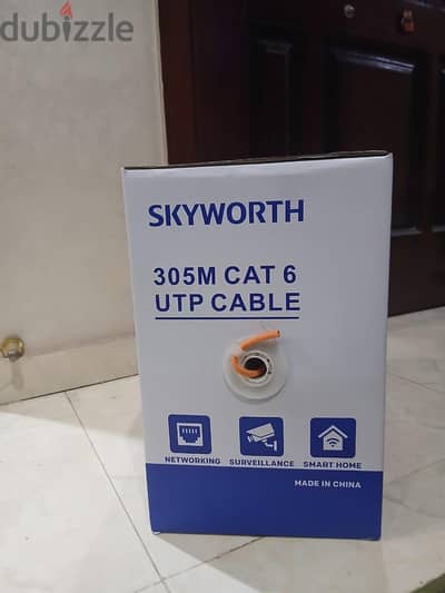 كرتونة كابل شبكات Skyworth Cat 6 UTP original - طول 305 متر