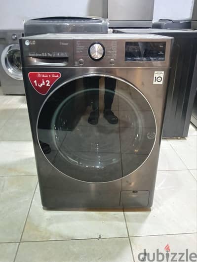 غسالة ال جي ١٠،٥ ك بمجفف ٧ك فيفاتشي انفرتر واي فاي فرز تاني تغليف معرض