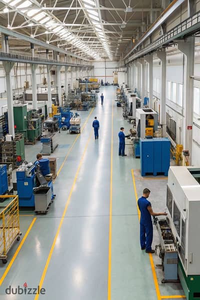 Food factory 2900m for rent in Al-Falt Factory, Fifth Settlement, New Cairo, super lux with cooling rooms, administrative building, and air conditioning