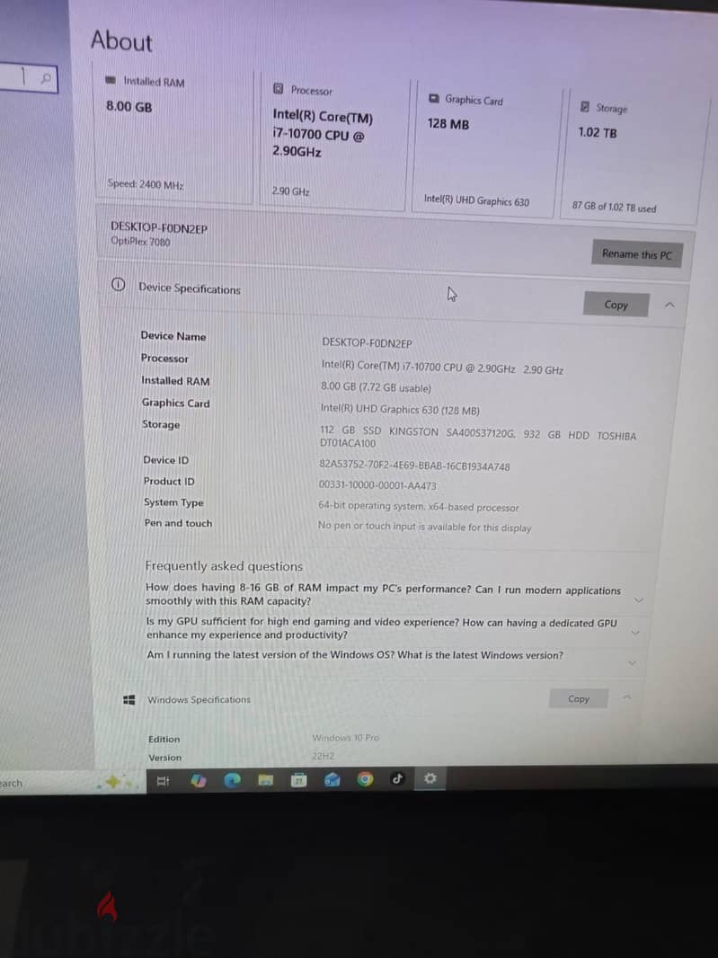 Dell optiplex7080Tower 2