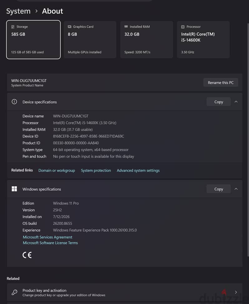 Full PC high end i5 14600K /RTX 4060 8GB OC 18
