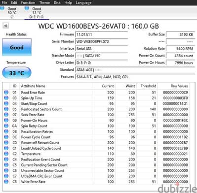HDD 160 GB HEALTH 100% for laptops