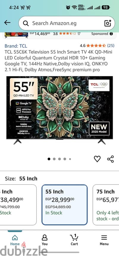 شاشه mini led 4k tcl