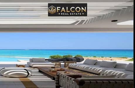 Sandy beach villa, first row sea, ready to move, furnished, appliances, kitchen, ACs, Marina 5 North Coast, near Rixos Hotel