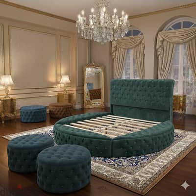 السرير الدائري الكابيتونيه قمة الفخامة الكلاسيكية سرير دائرى ملكي