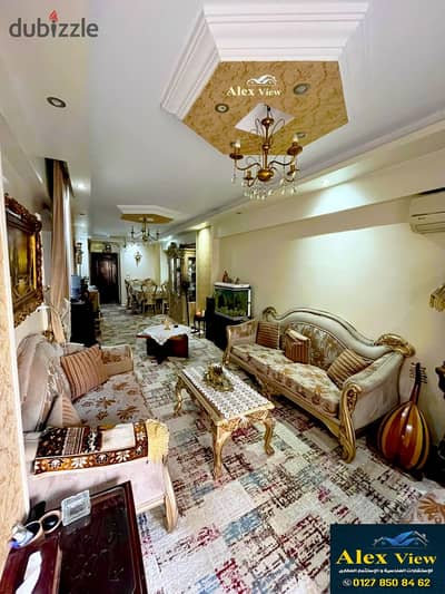 For sale, a licensed apartment 150 m ultra lux in Sidi Bishr Bahri with a side sea view, 3 rooms