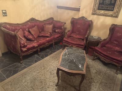 صالون خشب بنى كنبة ٤ كراسى ٢ ترابيزة و ترابيزة بالرخامة جران صالون خشب بنى كنبة ٤ كراسى ٢ ترابيزة و ترابيزة بالرخامة جران
