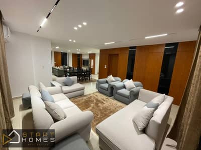 Fully furnished 3-bedroom apartment (266 sqm) for rent in Madinaty (B1); features custom finishes and views of the street and the club.