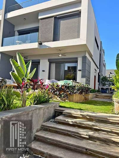 Villa for sale with a direct lagoon view in La Vista El Patio Town, Fifth Settlement; available with an installment plan and a prime location—only a 1