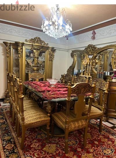 سفرة وصالون خشب زان شغل تقيل من دمياط